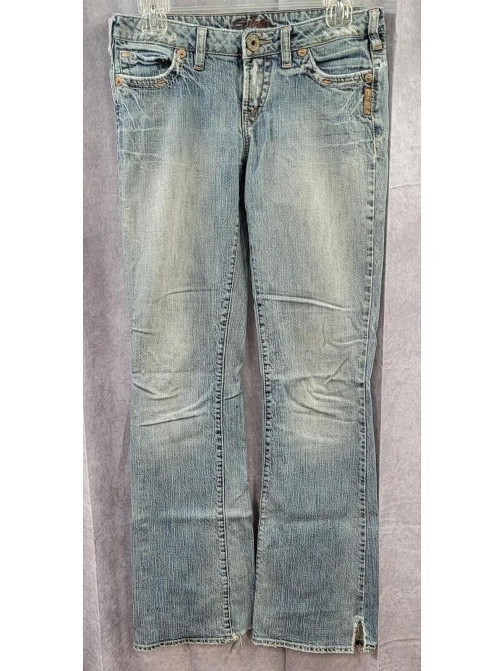 Silver Jeans Kaleidoscope Bootcut 27x35 Blue Distressed Stretch